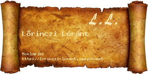 Lőrinczi Lóránt névjegykártya